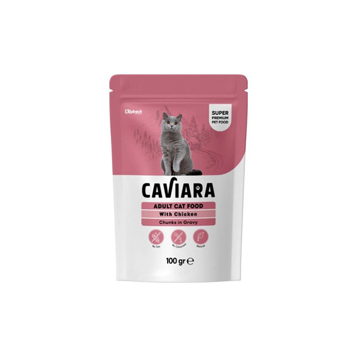 Caviara Pouch Sos Içinde Et Parçacıklı Tavuklu Yetişkin Kedi Pouch Yaş Mama 100 gr