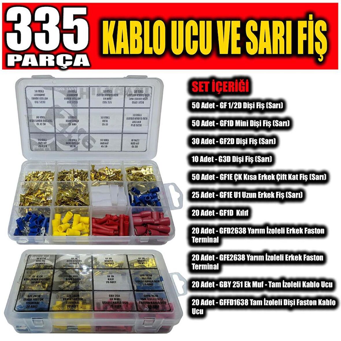 335 Parça Kablo Ucu Fiş Seti