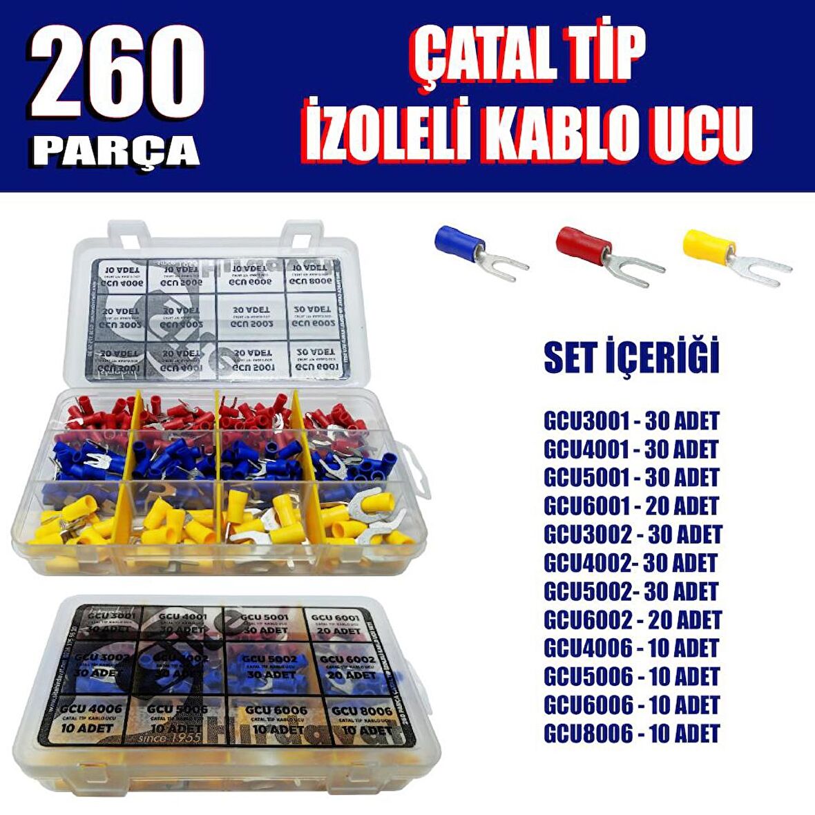 260 Parça Çatal Kablo Ucu Seti