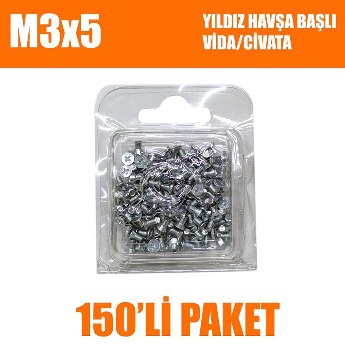 M3x5 Yıldız Havşa Başlı Vida/Civata 150 Adet