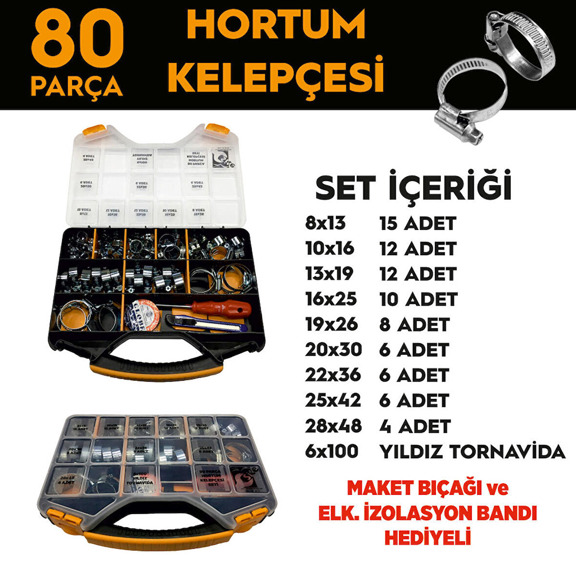 80 Parça Hortum Kelepçesi Seti