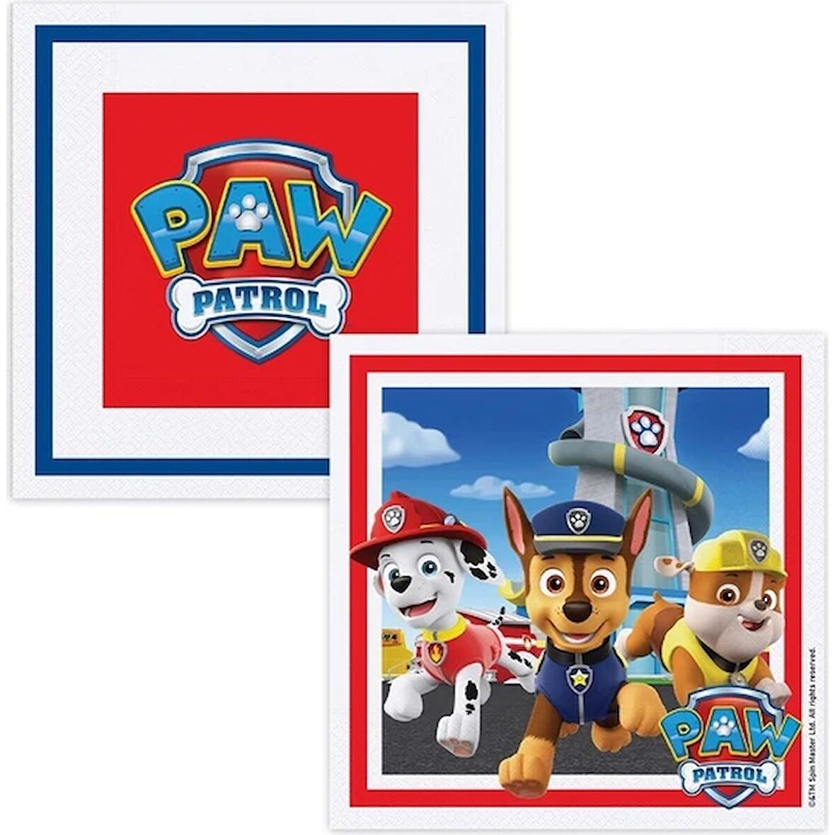 paw patrol, Kağıt Peçete 16 adet 33x33 cm PARTİ DOĞUM GÜNÜ MALZEMELERİ