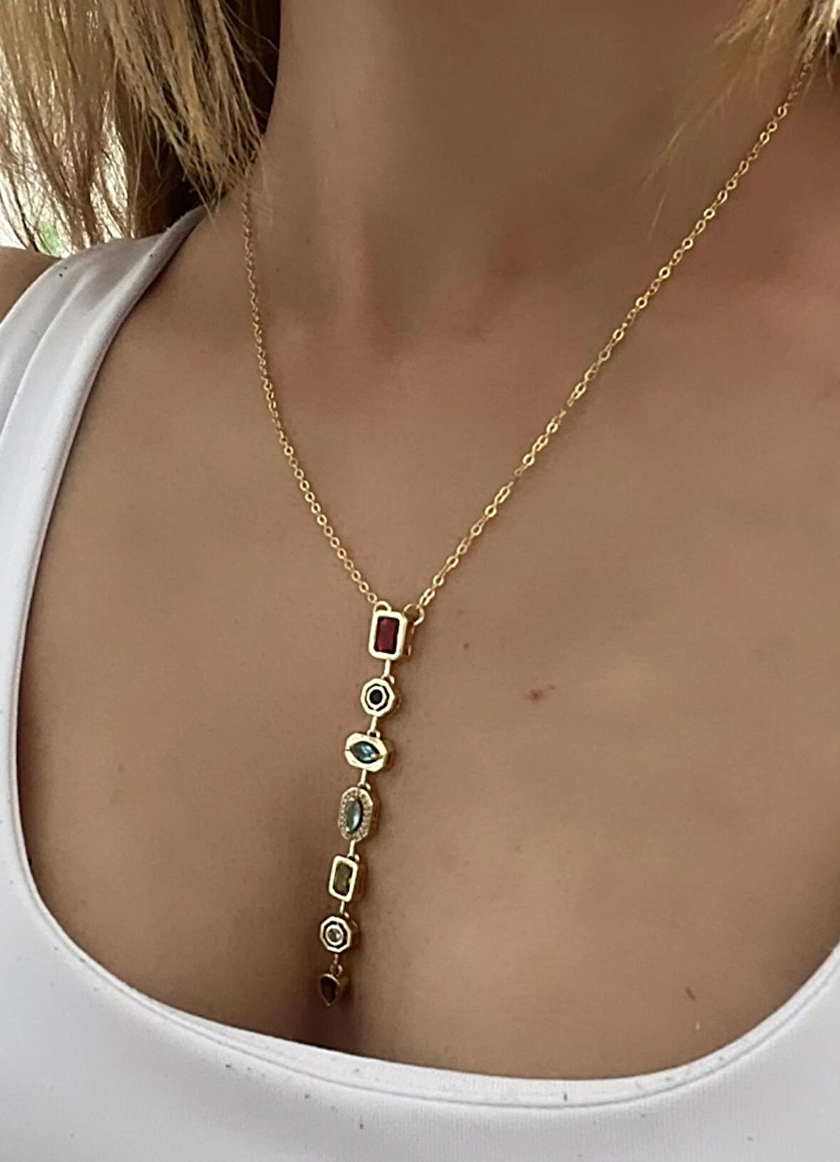 y kolye çakra kolye melis goral model çelik tasarım kolye