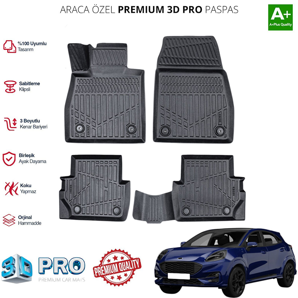 FORD PUMA ARACA ÖZEL 3D PASPAS 2019 2020 2021 2022 2023 2024