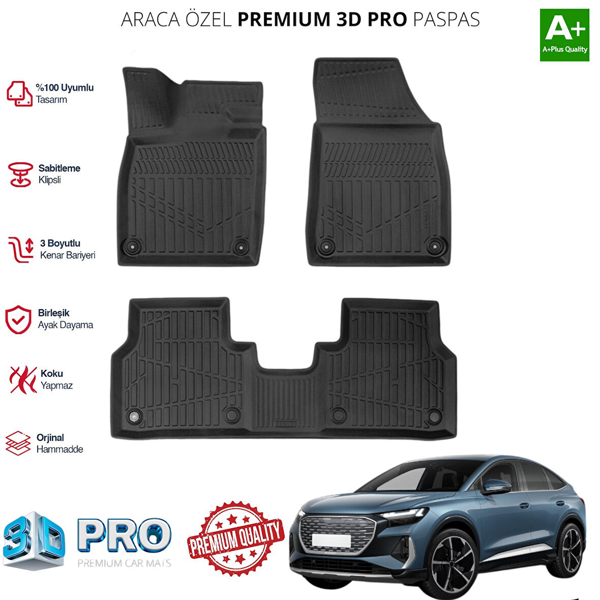 AUDİ Q4 E-TRON ARACA ÖZEL 3D PASPAS 2024 2025 2026 2027