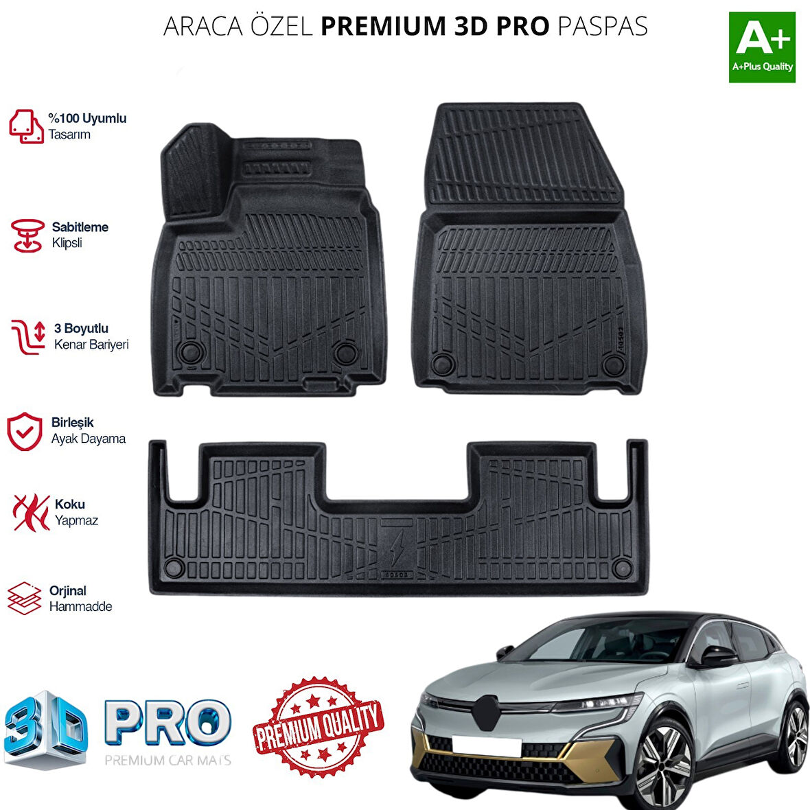 MEGANE E - TECH ARACA ÖZEL 3D PASPAS 2022 2023 2024 2025