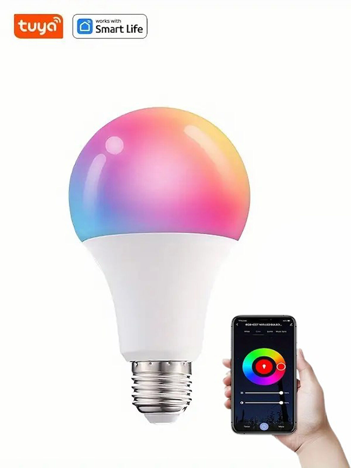  Akıllı RGB LED Ampul WİFİ özelikli özel uygulamalı ev dekoru 9W A+ enerji tasaruflu lamba