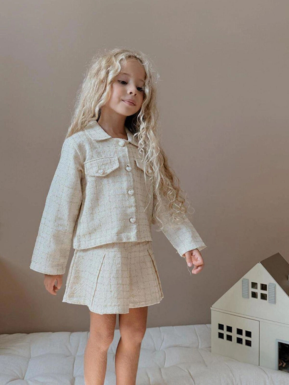 KIZ ÇOCUK TÜVİT KUMAŞ CEKET ETEK 2Lİ TAKIM ŞIK ÖZEL GÜN GÜNDELİK