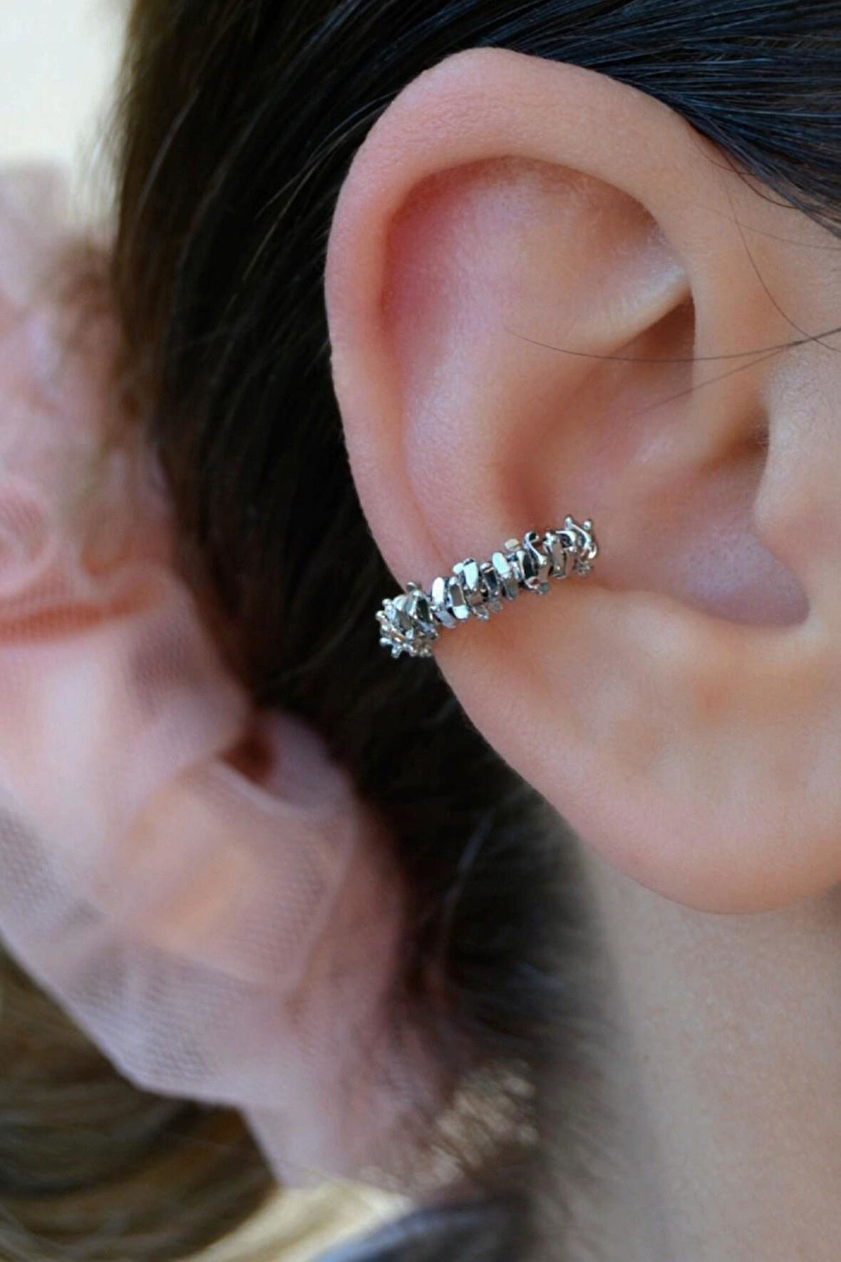 Işıltılı Earcuff Sıkıştırmalı Kıkırdak Küpesi Deliksiz