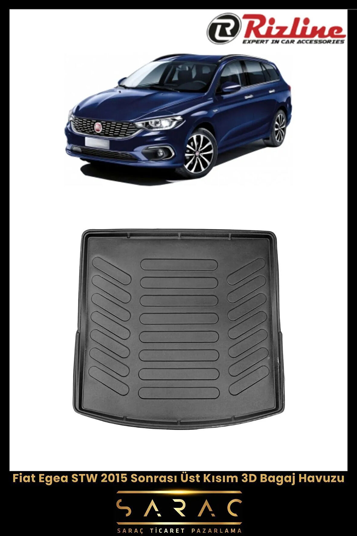 Rizline Fiat Egea STW 2015 Model Üst 3D Bagaj Havuzu