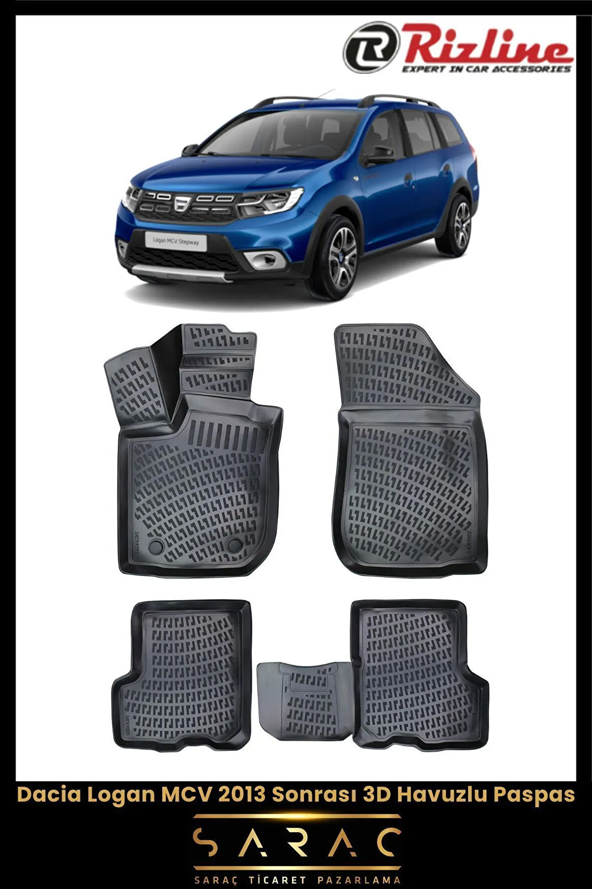 Rizline Dacia Logan 2015 Model 3D Havuzlu Paspas
