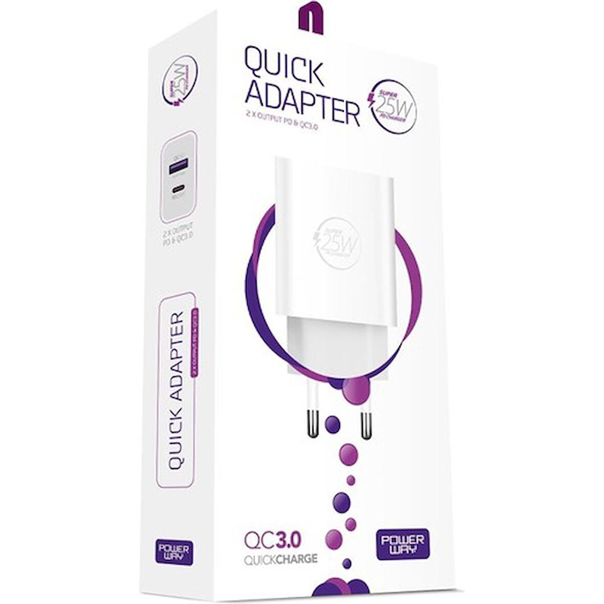 Powerway Hw25 25W Type C Qc 3.0 Type C -Usb Şarj Aleti 