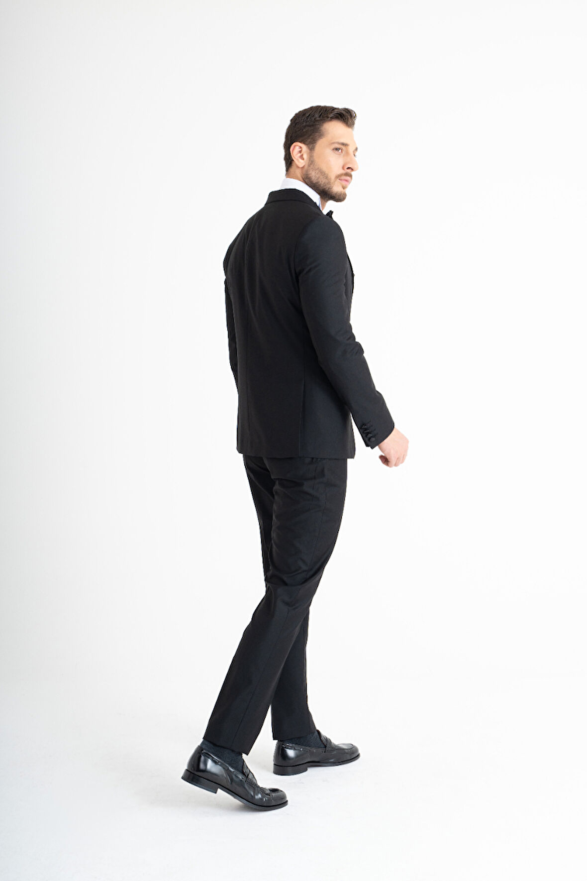 Slim Fit Yelekli Smokin - Siyah 56