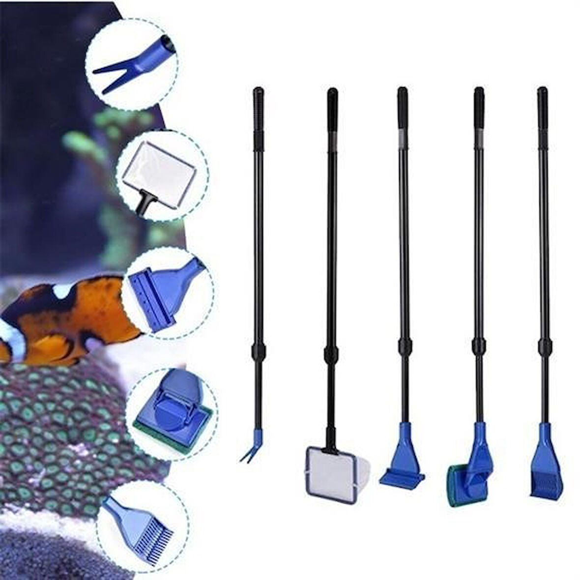 caselka® 5 in 1 Akvaryum Tankı Temizleme Seti Akvaryum Balığı Bakım Seti