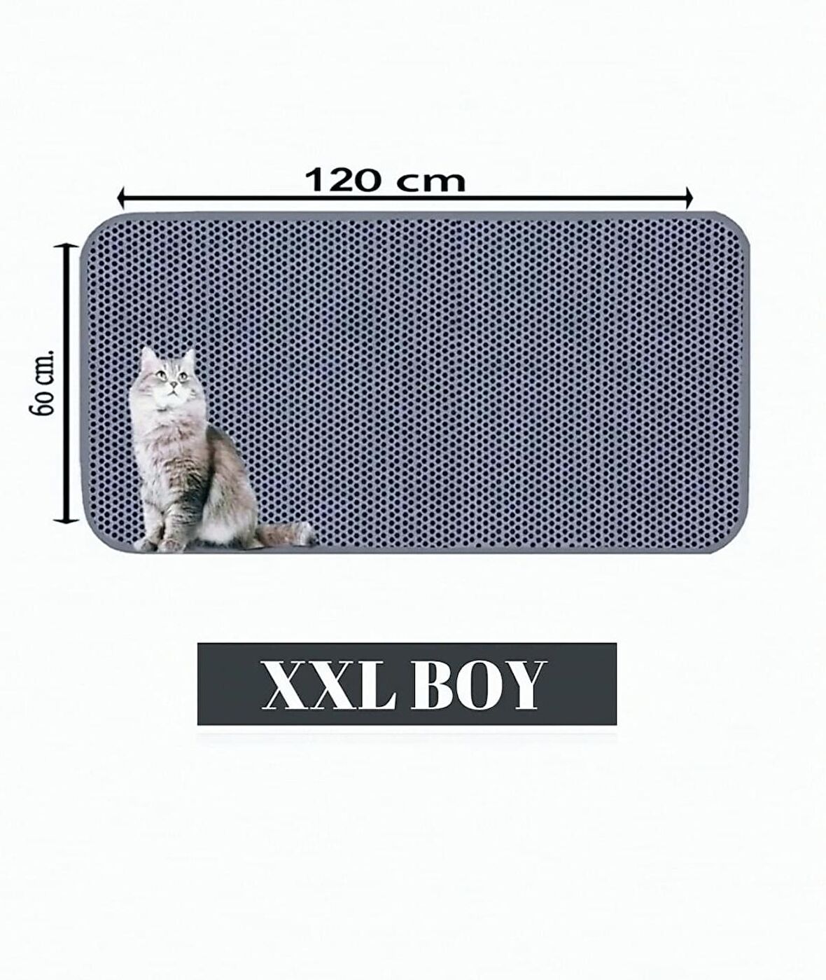 XXL Boy Elekli Kedi Tuvalet Önü Paspası 120x60Cm