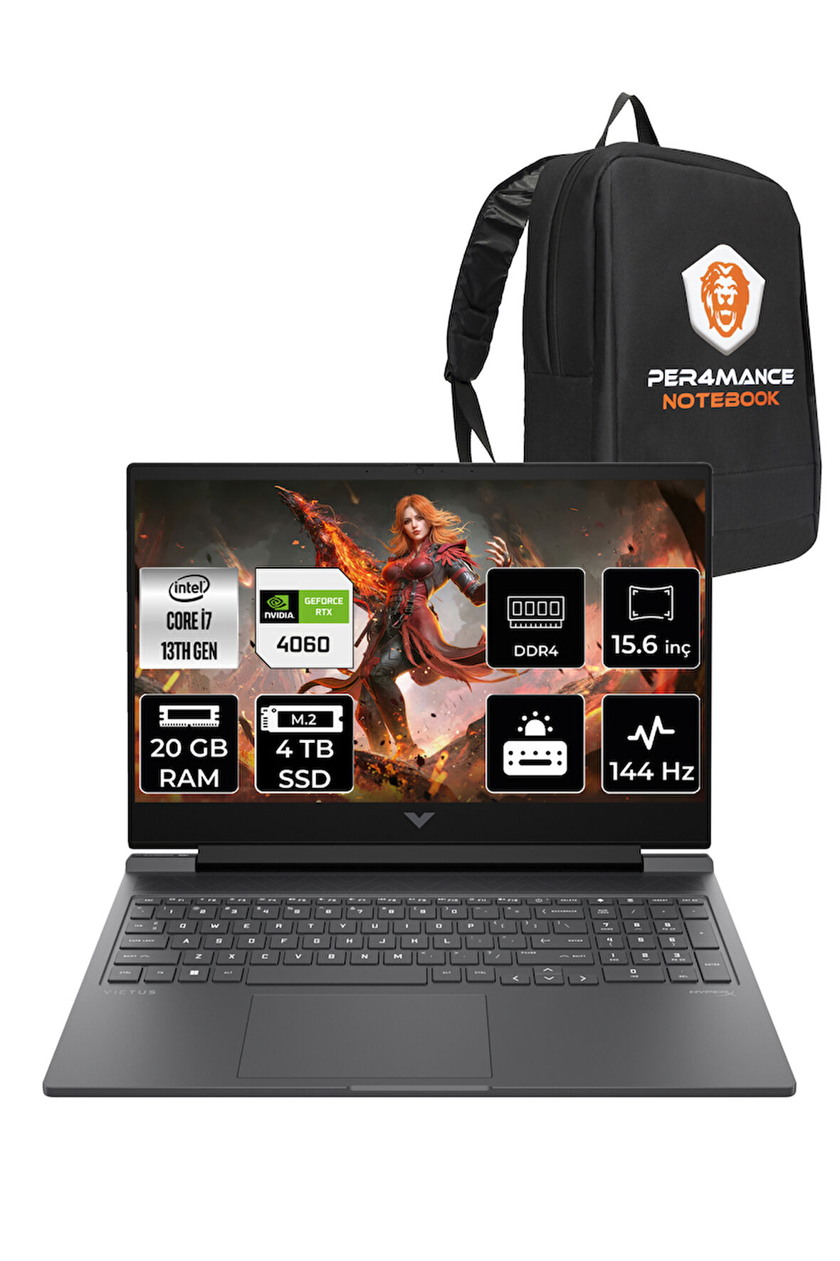 HP Victus 15 i7-13620H 20GB RAM 4TB SSD RTX4060/8GB 144Hz 15.6'' FHD FDOS Gaming Laptop & PER4