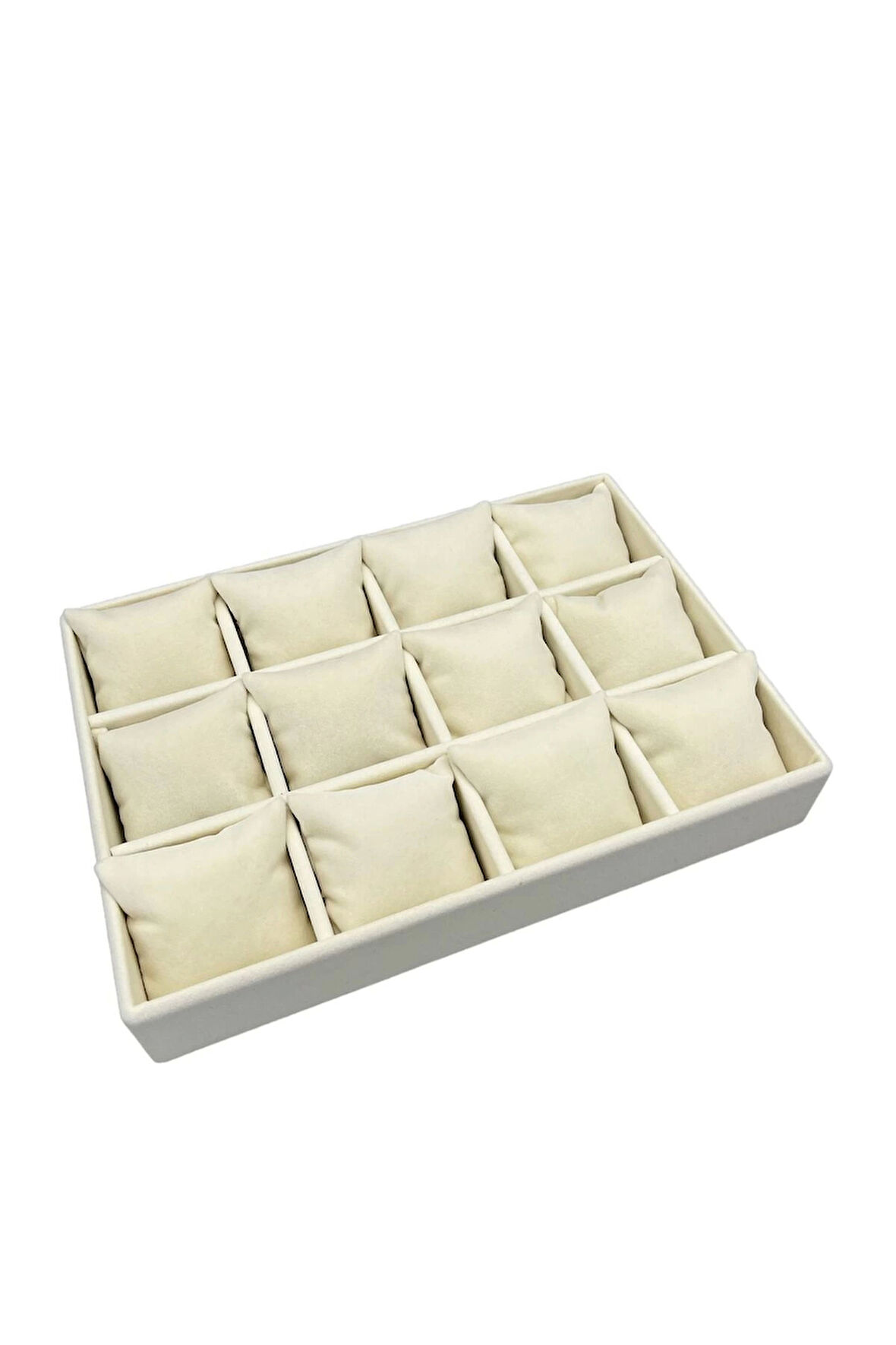 Yerli Üretim Tokyo Model Süet Kumaş Krem Renk 34/24 Cm Yastıklı Çekmece Içi Takı Standı