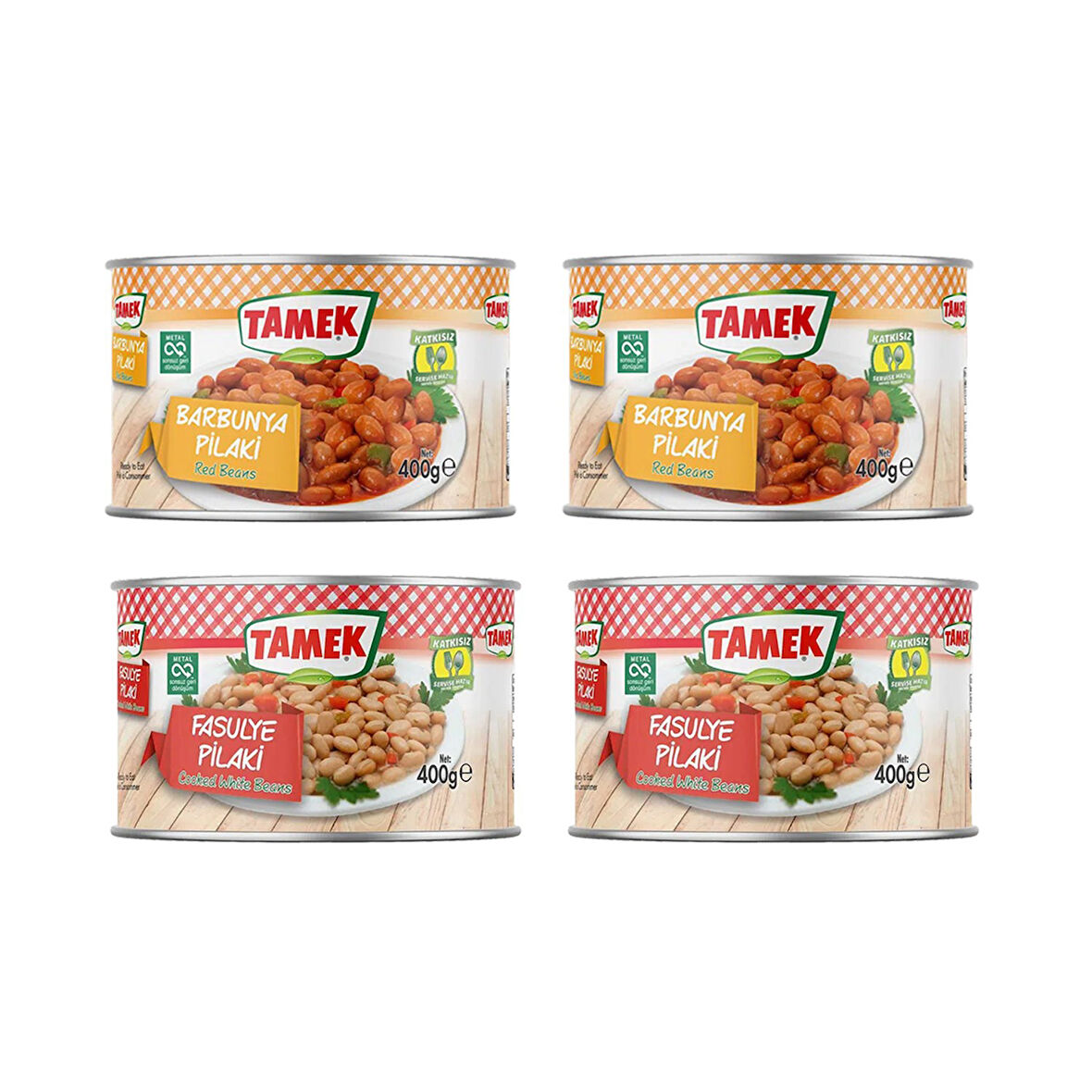 Tamek Barbunya ve Fasulye Pilaki Konserve 400 gr x 4 lü Karma Paket