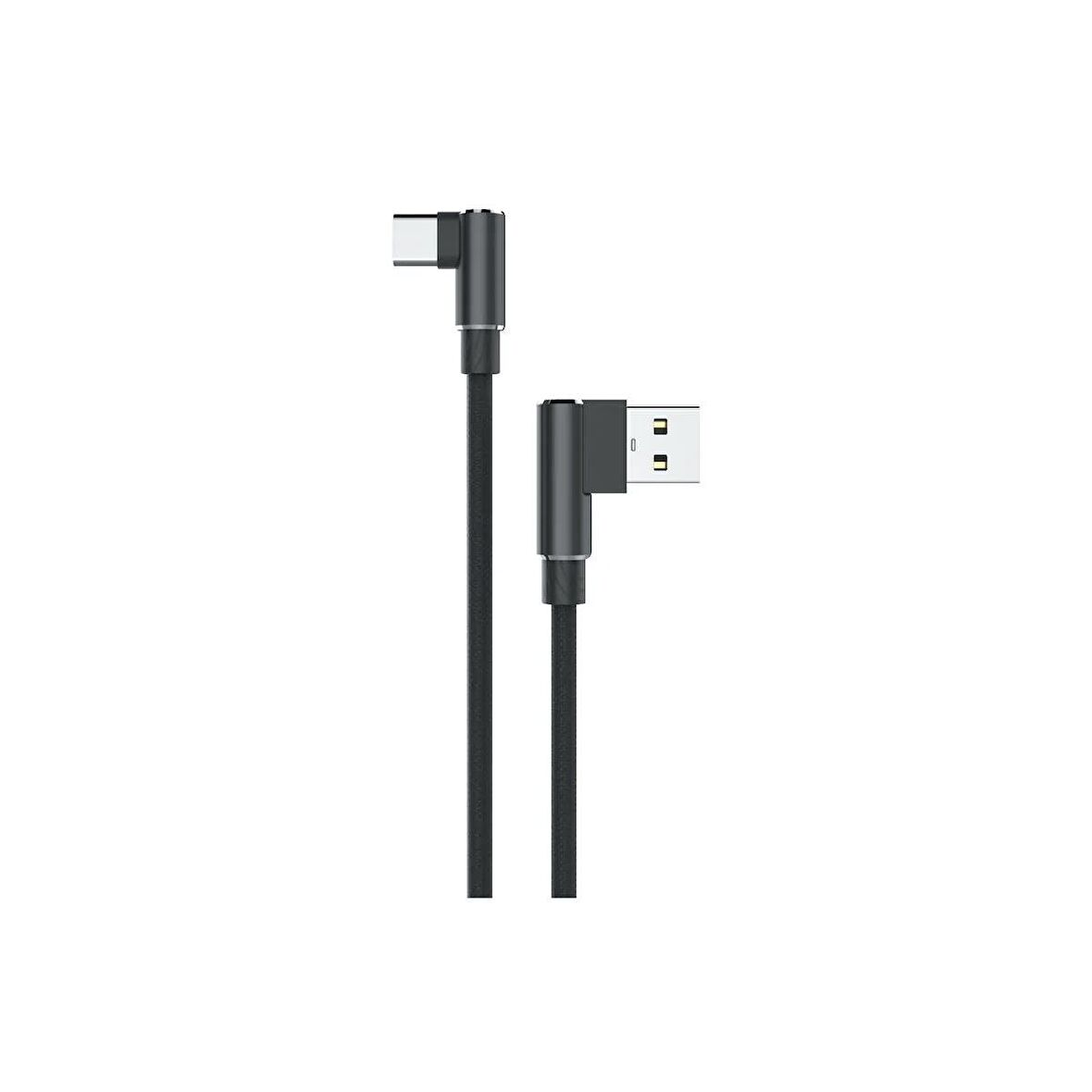  3 Metre L Tipi Hasır 3 Amper USB Type-C Giriş Şarj ve Data Kablosu