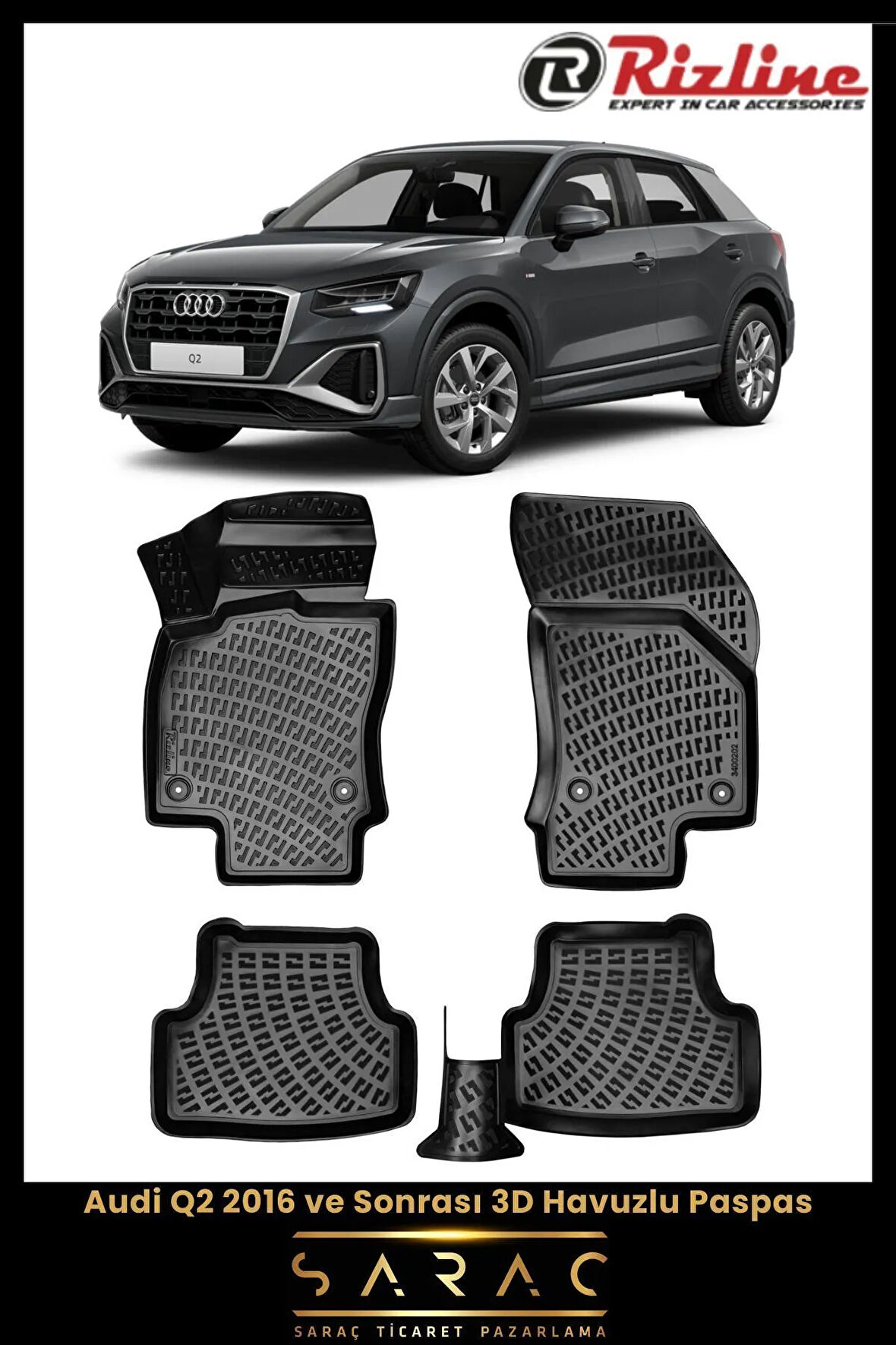 Rizline Audi Q2 2024 Model 3D Havuzlu Paspas