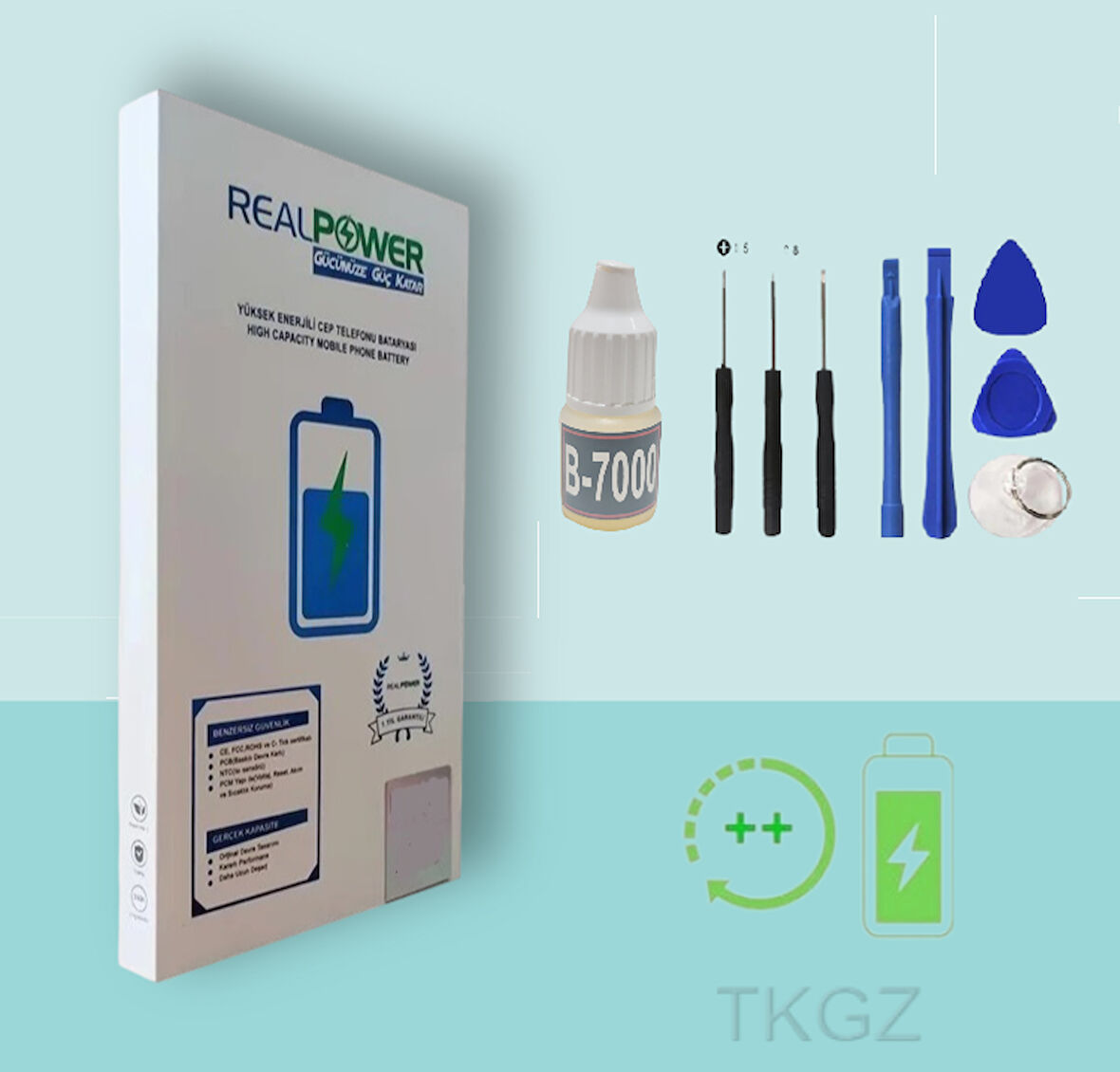 Tkgz - Reeder P13 BLUE MAX - Batarya Pil Sıfır Güçlendirilmİş + Tamir Seti + B-7000 - Realpower