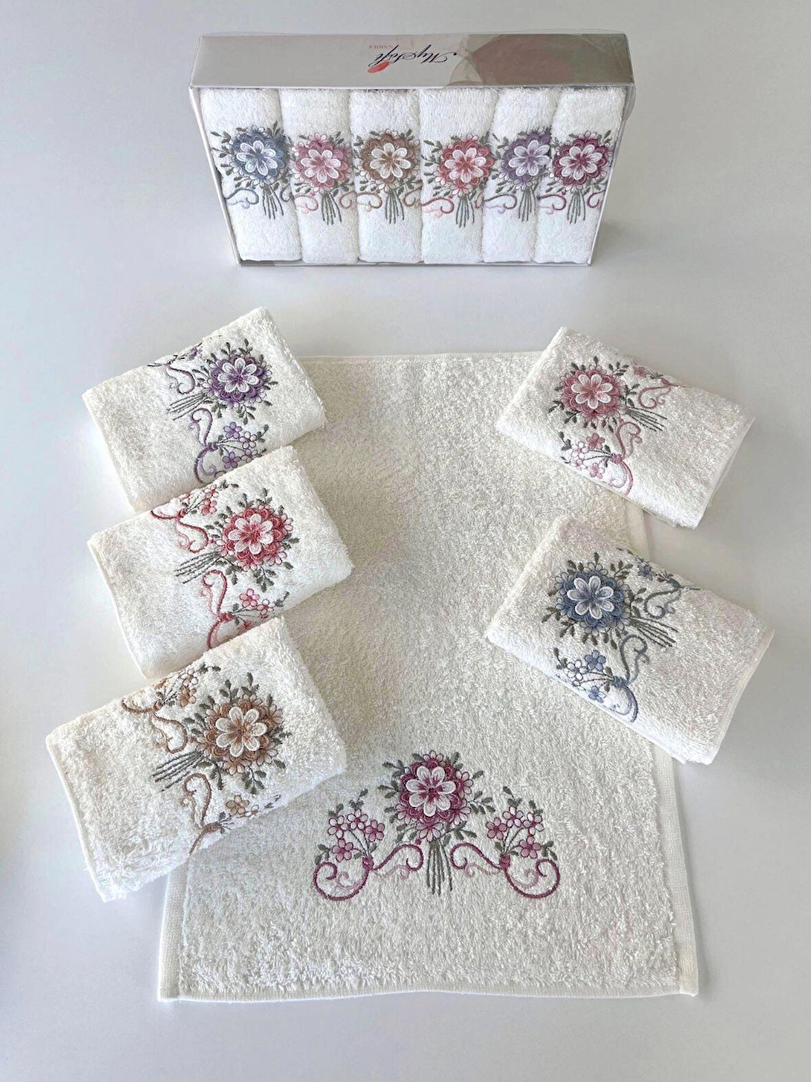 MYSOFT 6'LI 30X50 3D NAKIŞLI HAVLU - ORKİDE