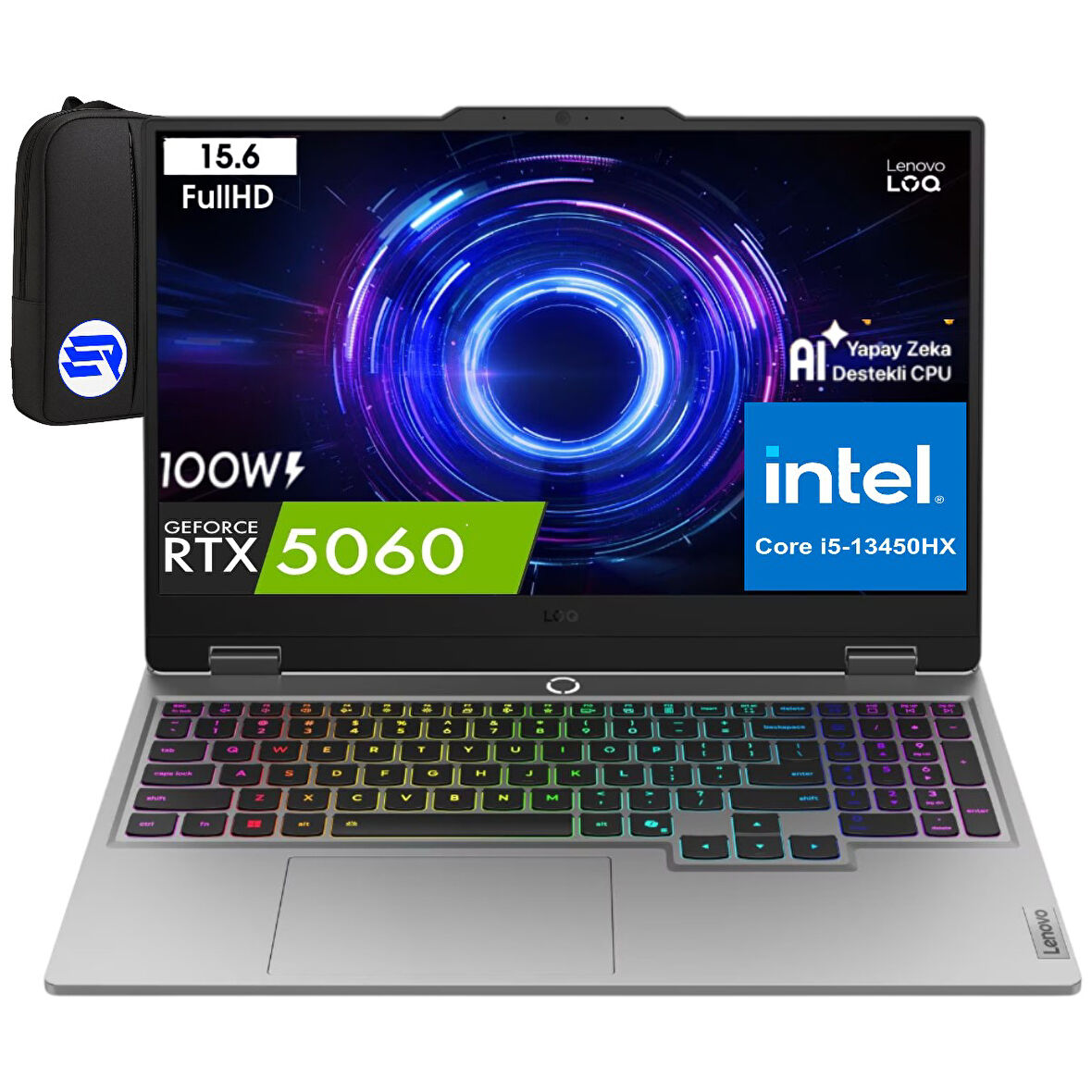 Lenovo Loq 15IRX10 83JE00ENTREP2 I5-13450HX 64GB Ram 512GB SSD RTX5060 15.6" Fhd 144Hz WIN11 Pro + Elektropasaj Çanta