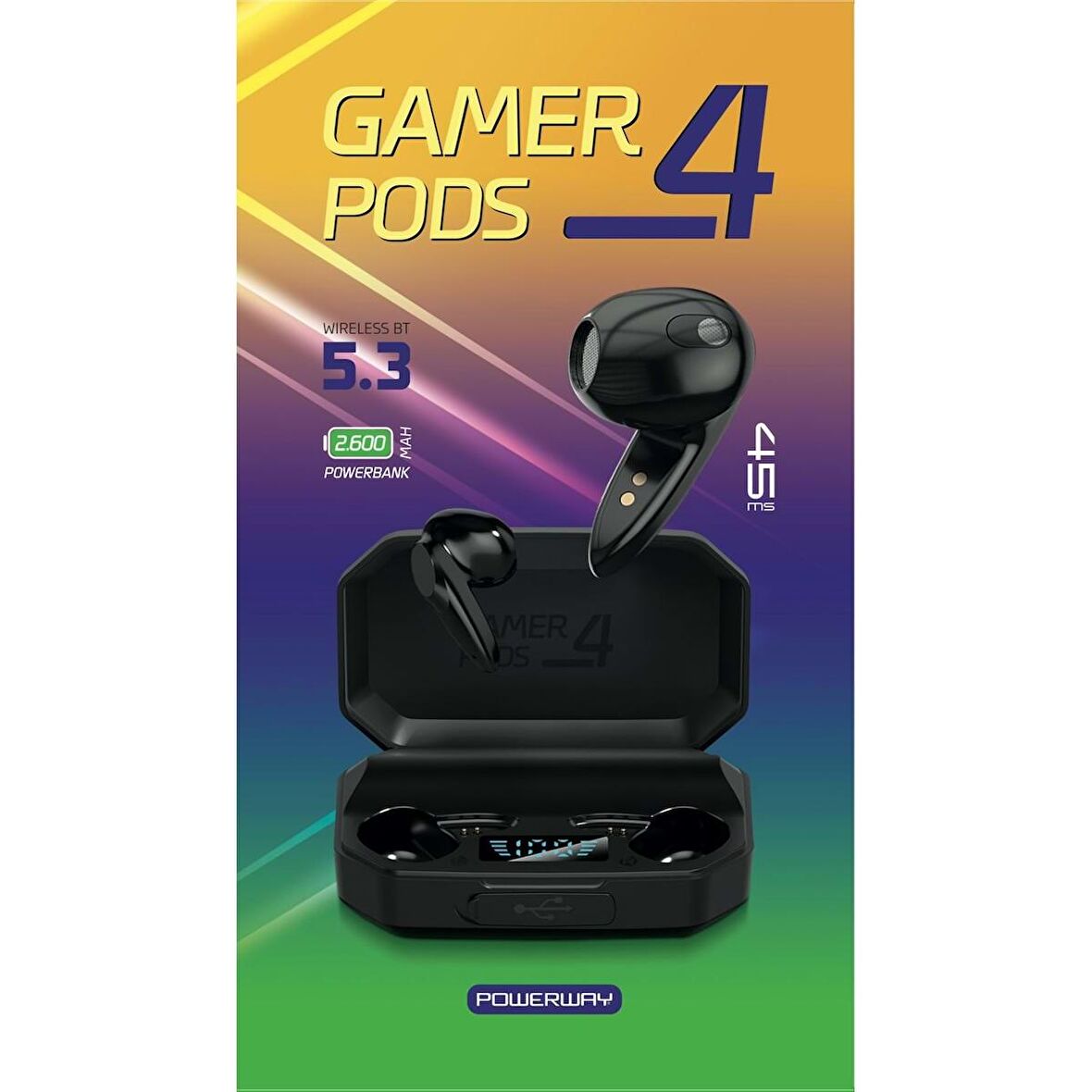 Powerway Gamer Pods 4 Dokunmatik Bluetoot Kulaklık 2600 Mah Powerbank