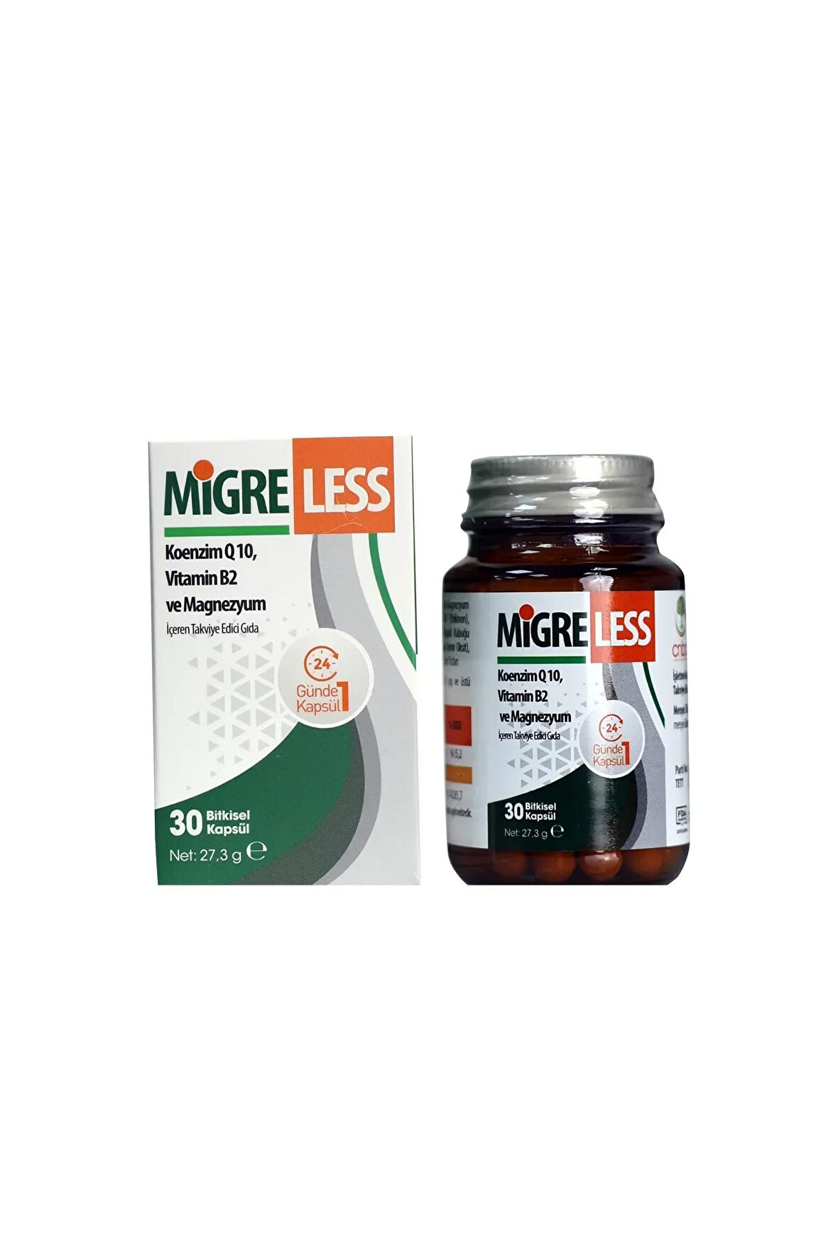 Migreless Koenzimq 10 Vitamin B2 ve Magnezyum İçeren Takviye Edici Gıda 30 Bitkisel Kapsül