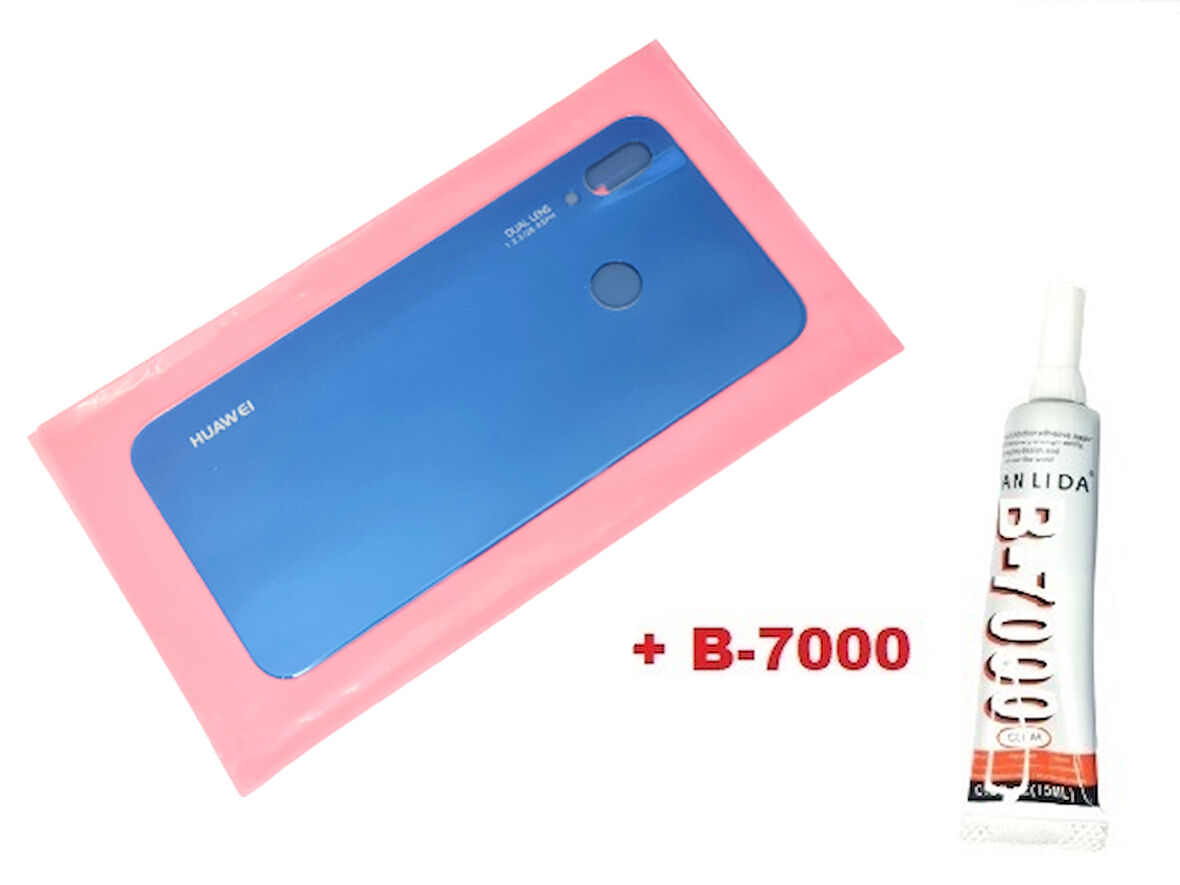 Tkgz Huawei Uyumlu P20 Lite Arka Pil Batarya Kapağı (CAM+B-7000) MAVİ