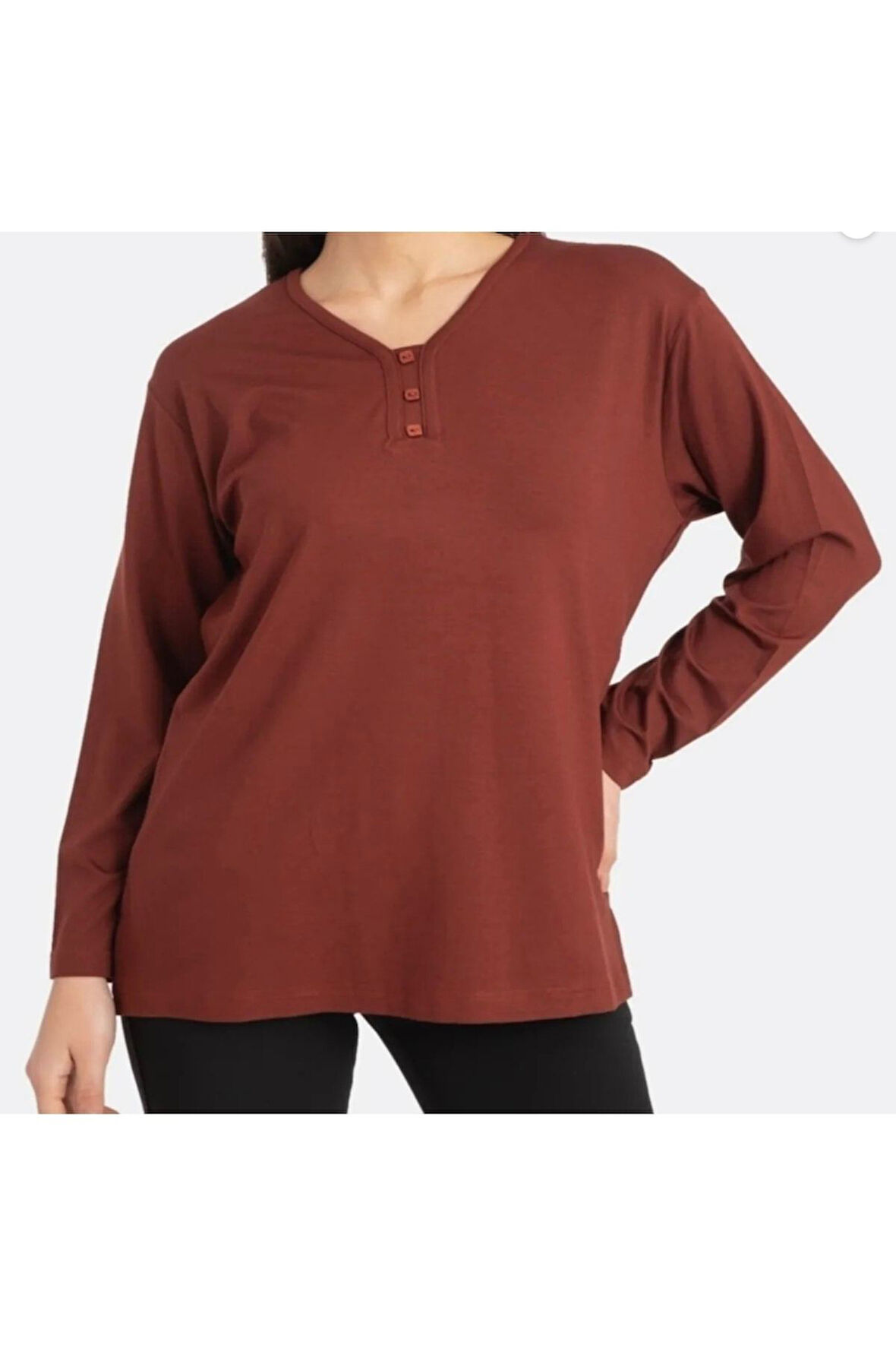 Likralı Turlu Viskon V Yaka Anne Penye Bluz