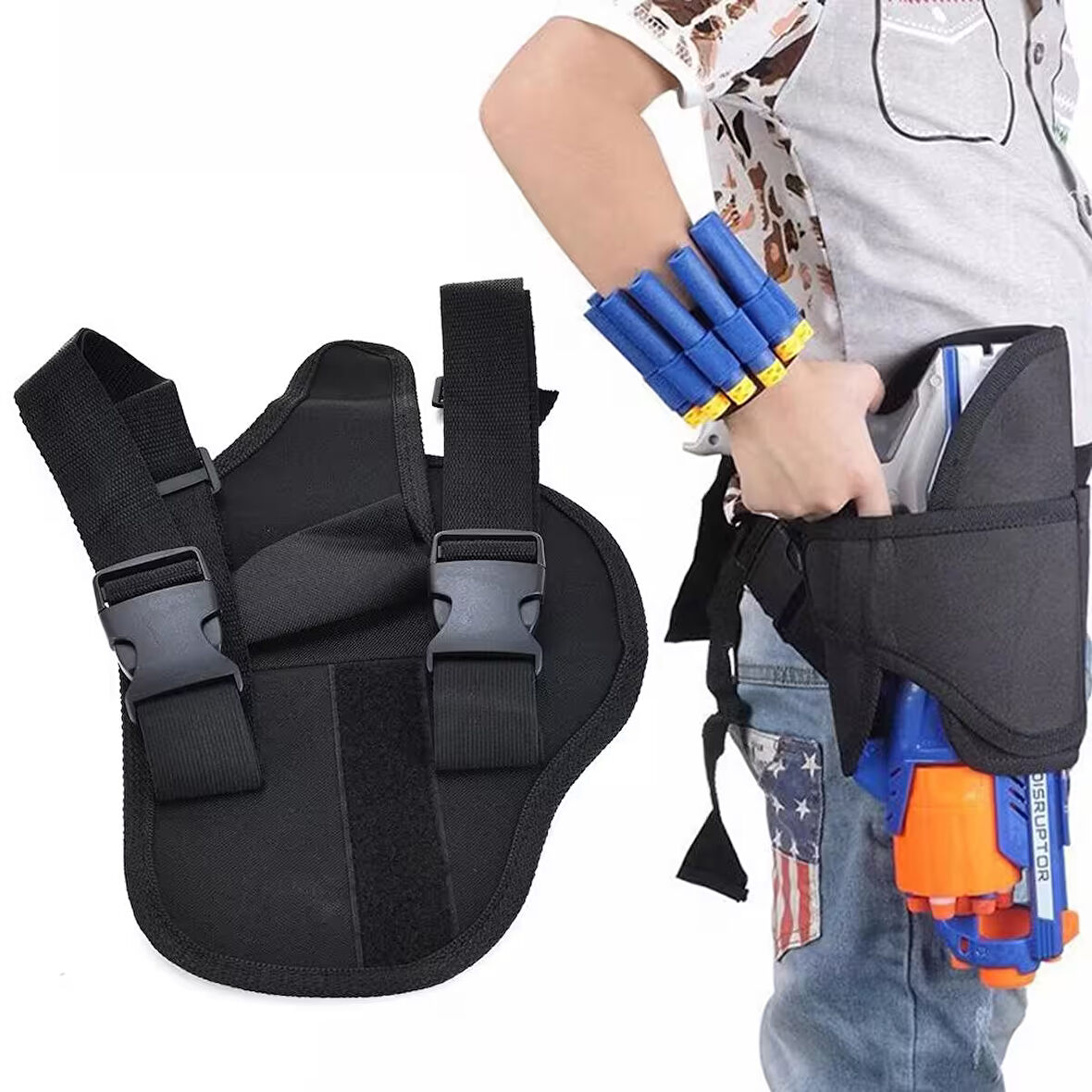 Çocuklar Taktik Bel Çantası ve Dart Bileklik Kiti Nerf Guns N-strike Elite Serisi Blaster için Bacak Çantası Saklama Bel Çantası