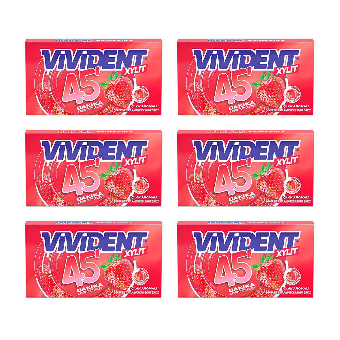 Vivident 45 dk Cüzdan Sakız Çilek 26 gr x 6 Adet