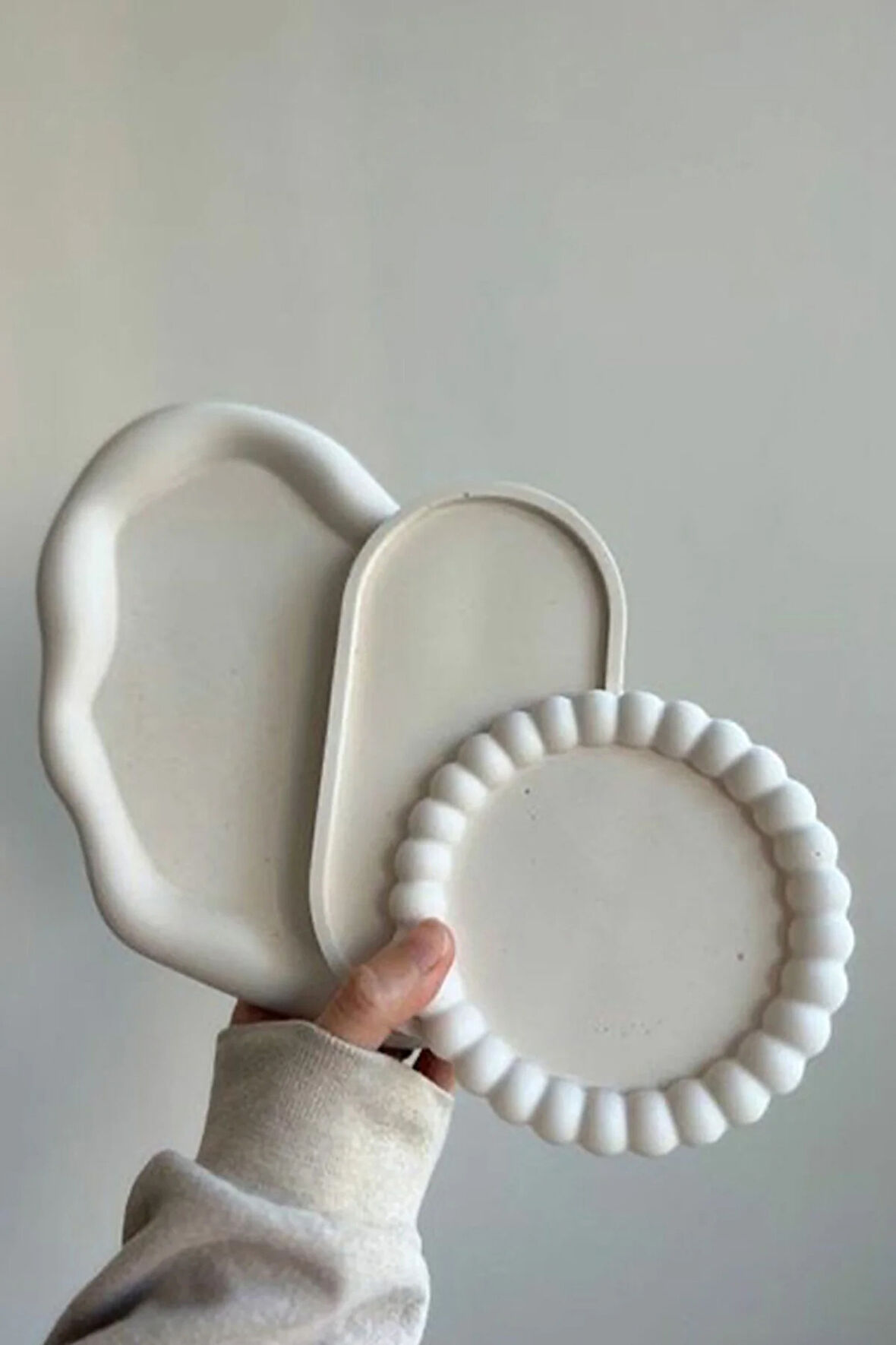 3'lü Dekoratif Beyaz Tabak