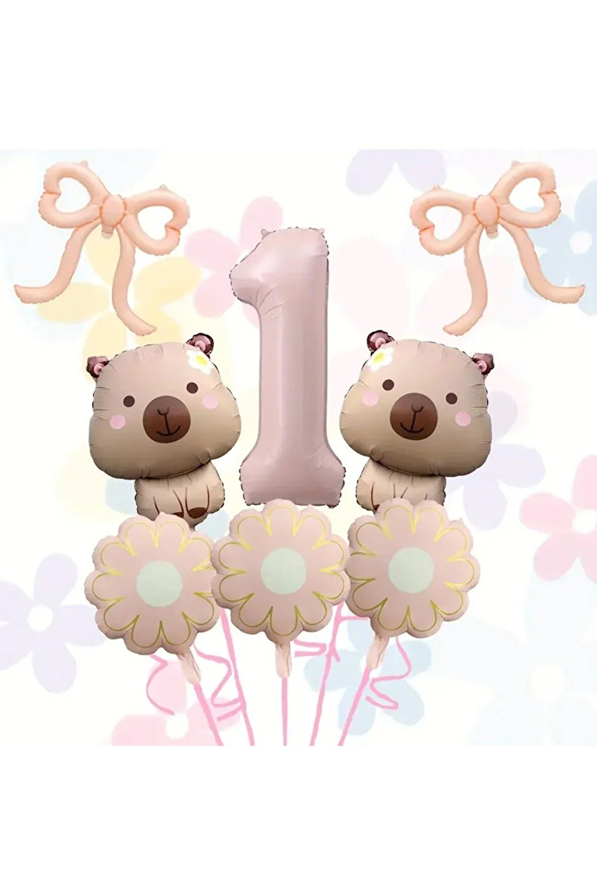 Papatya Kapibara folyo balonlu 6 lı yaş balon set