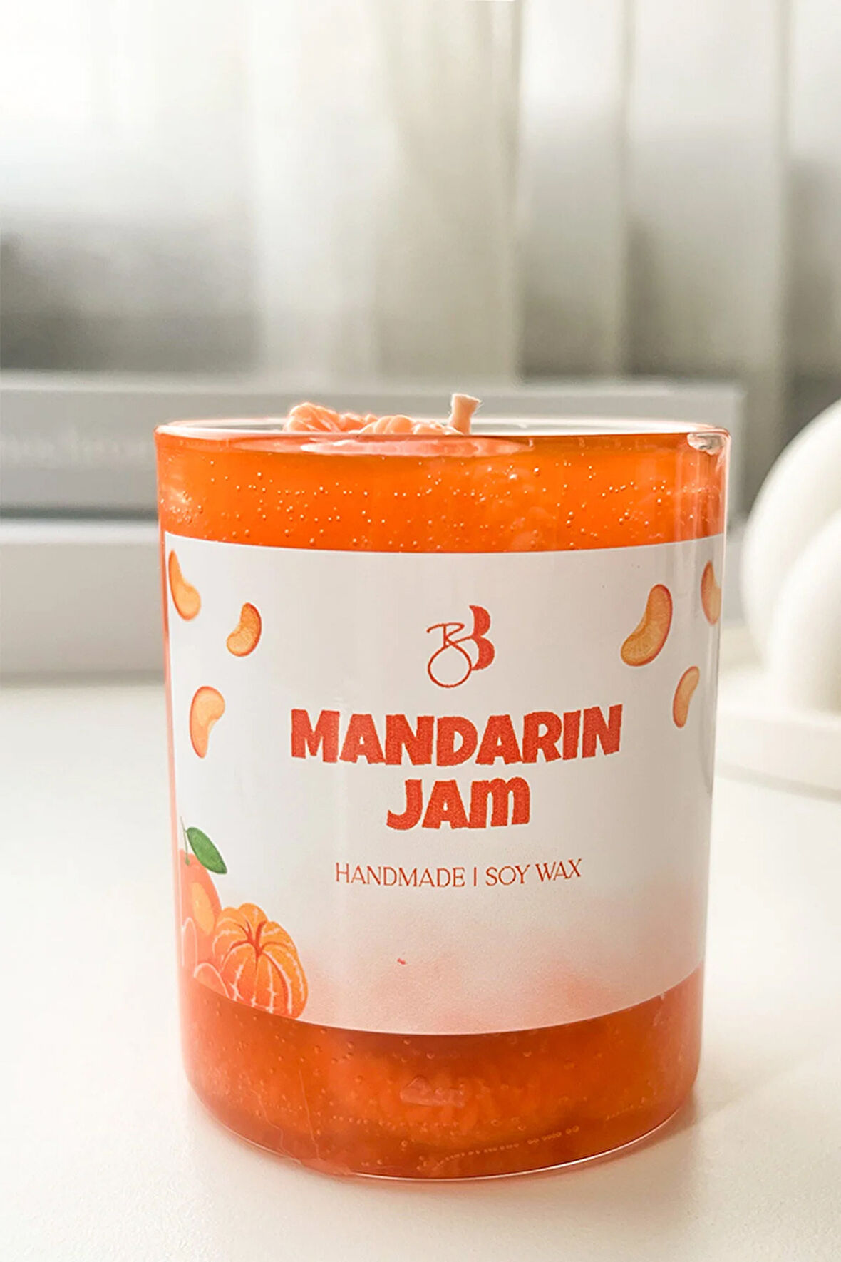 Mandalina Kokulu El Yapımı Mandalina Reçeli Dekorasyon Jel Mum