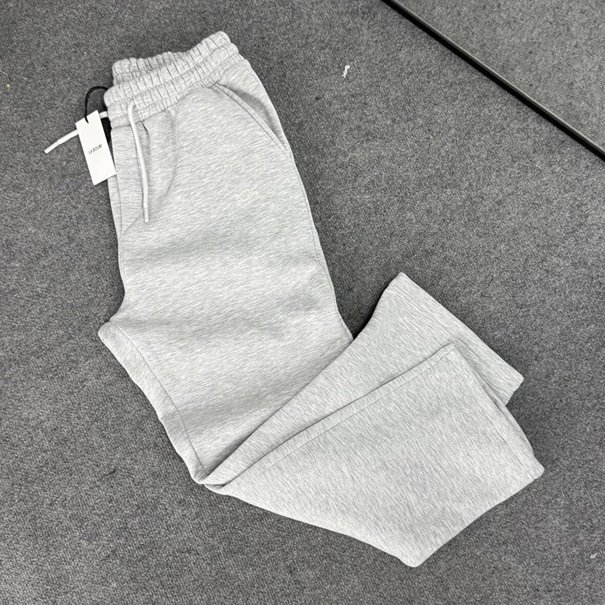  Baggy 3 İplik Şardonlu Bol Kesim Düz Paça Gri Eşofman Altı