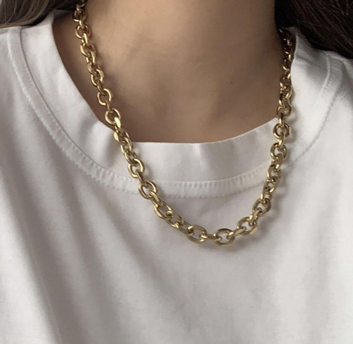 VİNTAGE HALKA KOLYE ZİNCİR GOLD ÇELİK ÜZERİ ALTIN KAPLAMA GARANTİ BELGELİ