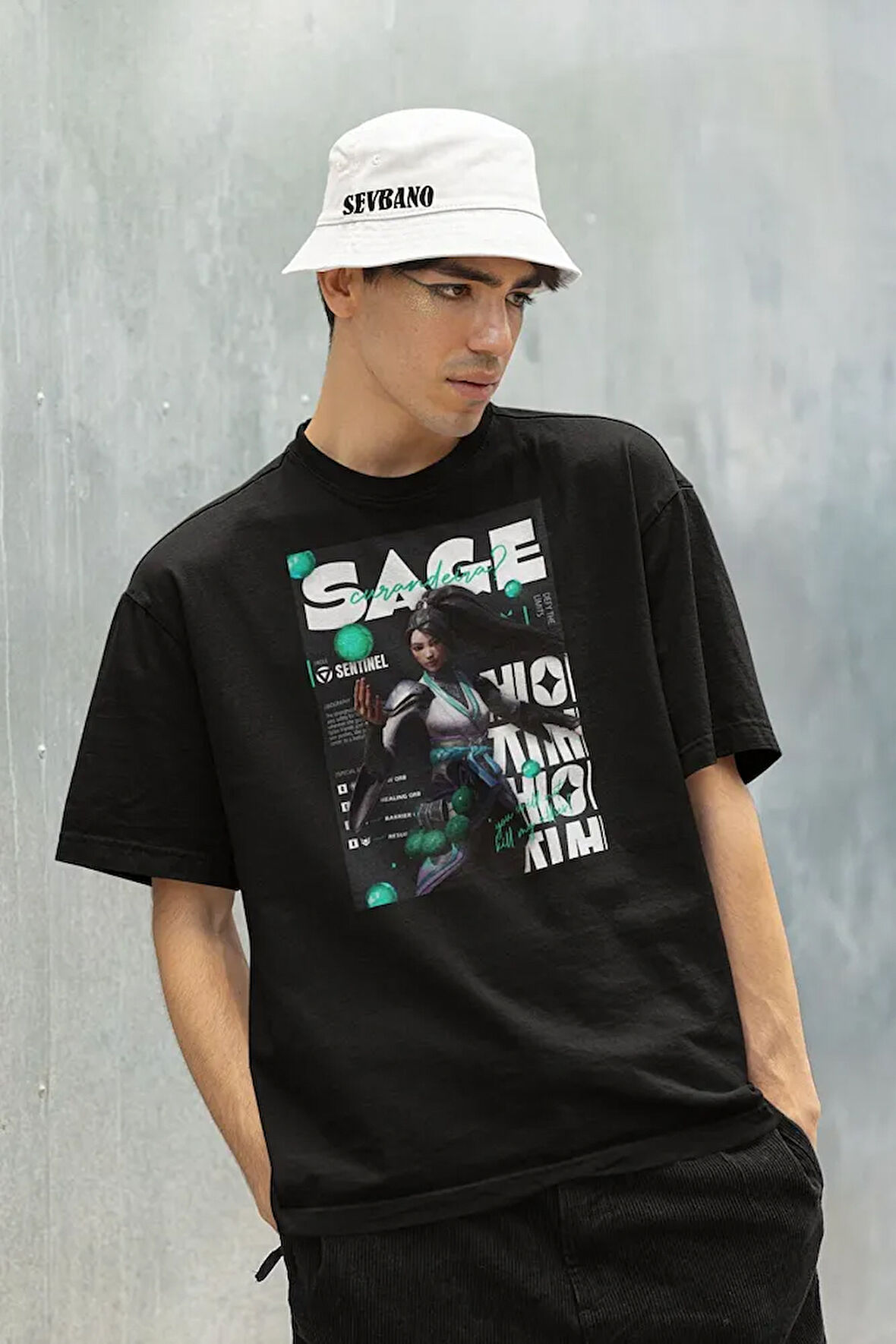 Sentinel Sagee Baskılı Unisex Oversize Valoorant Tişört