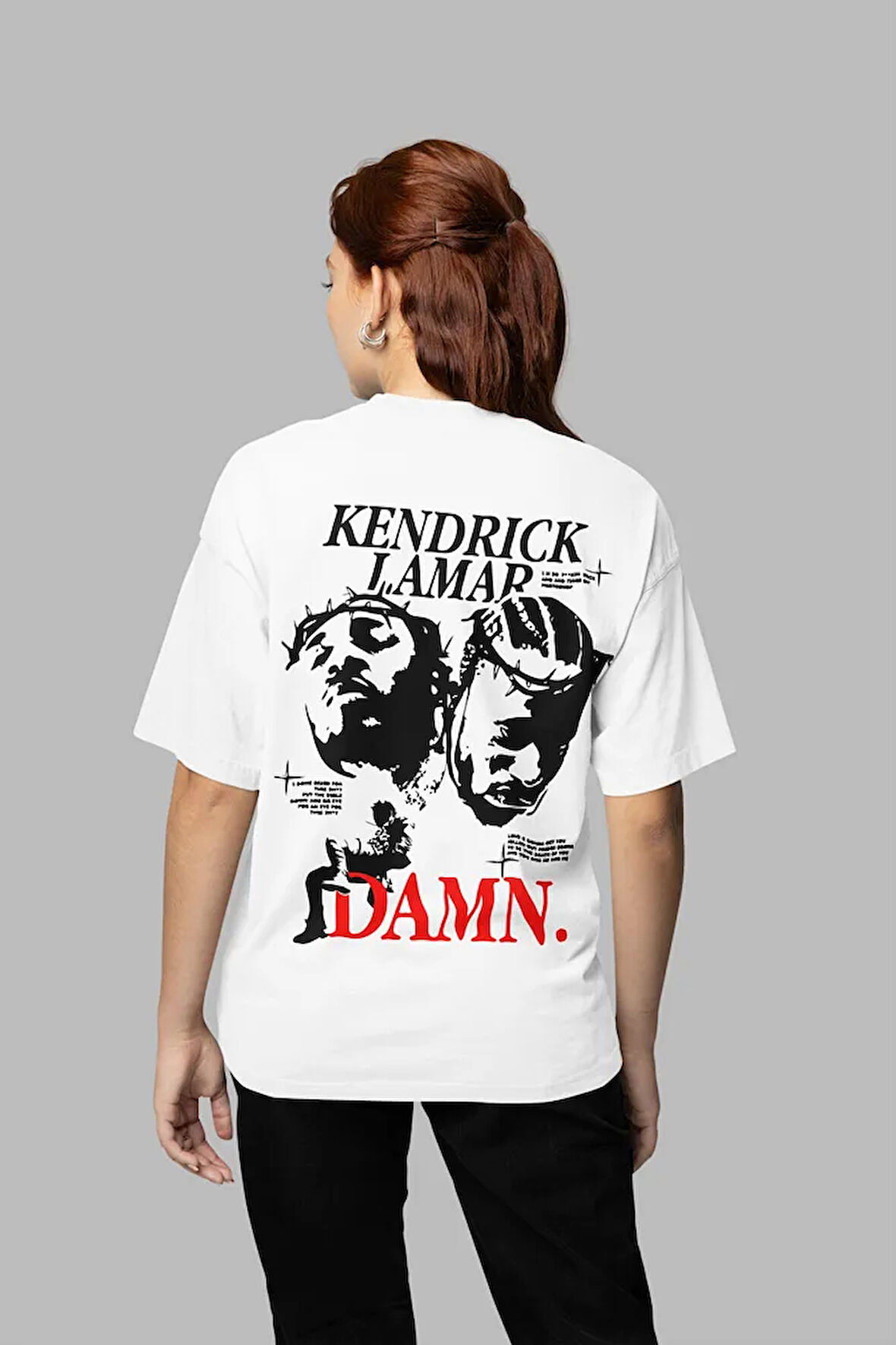 Kendrick Lamar Damn Yazılı Unisex Oversize Rapper Tişört