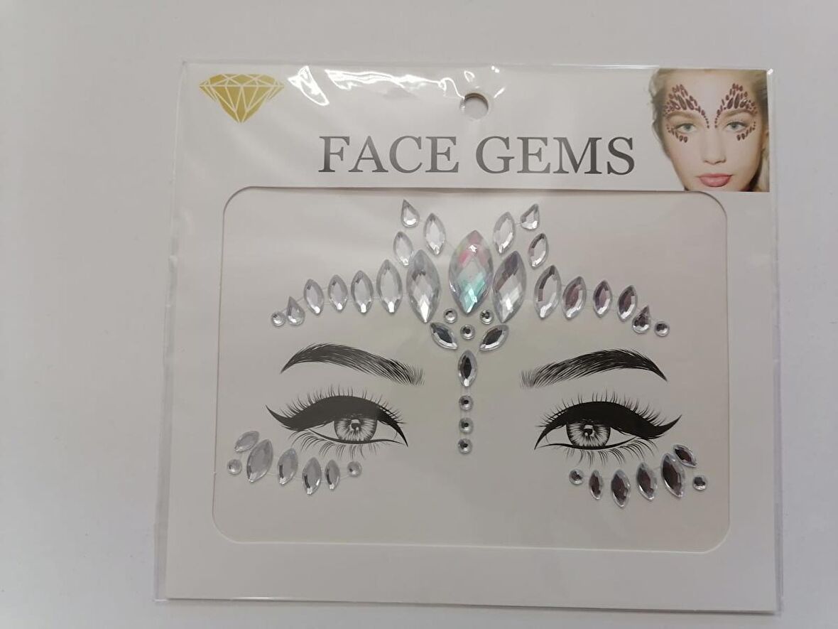 Gold Kendinden Yapışkanlı Yüz Taşı Sticker Face Gems Model1