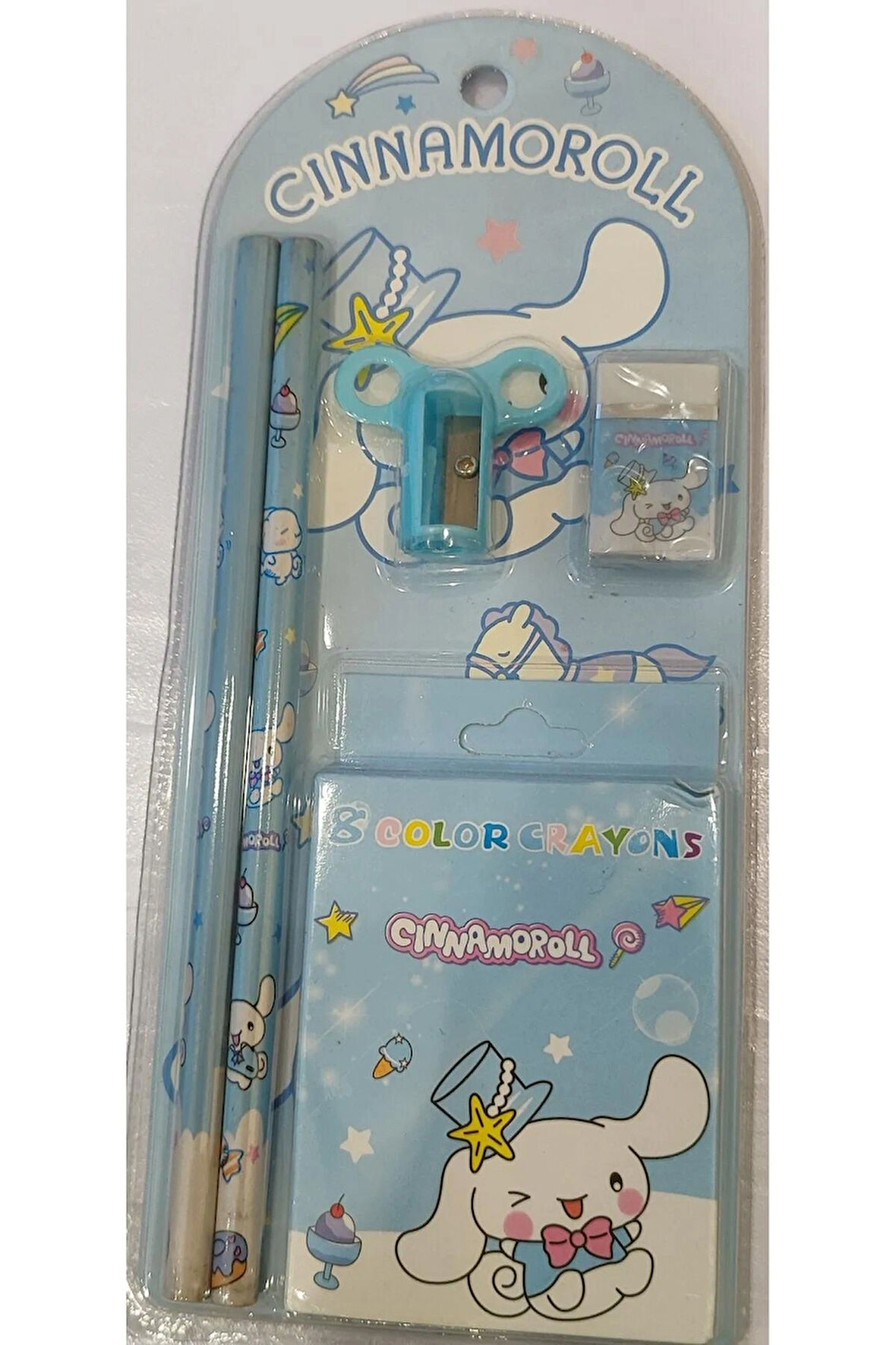 8 li boya kalemli kırtasiye seti cinnamoroll karakterli