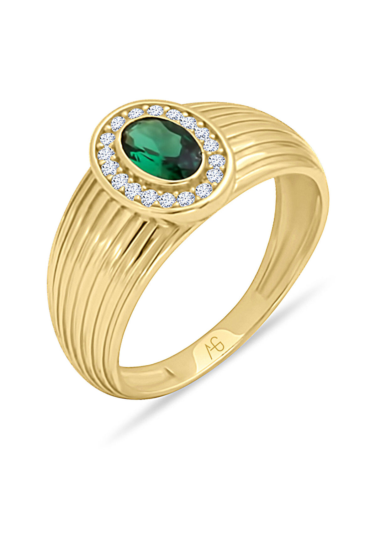 Yeşil Taşlı Altın Otantik Yüzük