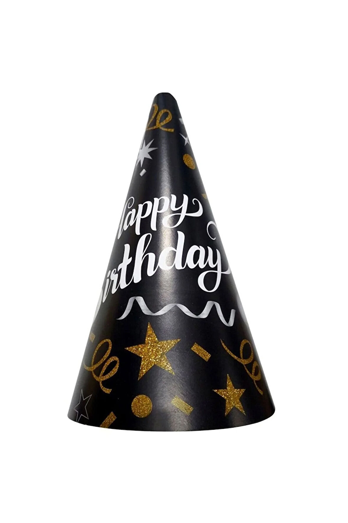 8 Lİ HAPPY BİRTHDAY SİYAH ŞAPKA