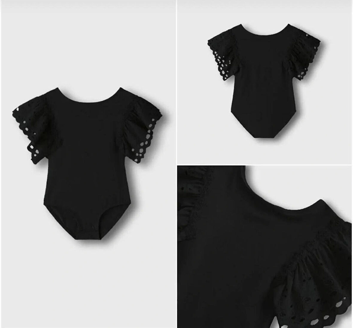 KIZ ÇOCUK PAMUKLU KOL KISMI GÜPÜRLÜ ÇIT ÇITLI BODY GÜNLÜK