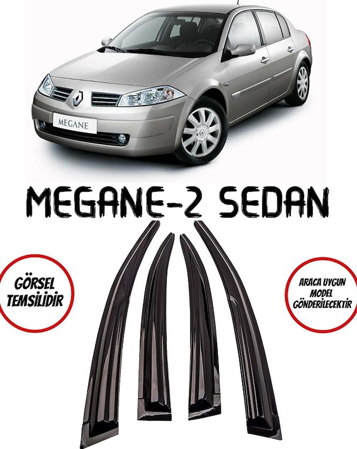 Renault Megane 2 Sedan Cam Rüzgarlığı 4lü