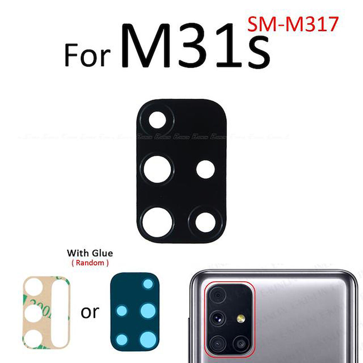 Tkgz Samsung Galaxy M31S Arka Kamera Camı Lens Yapışkanlı