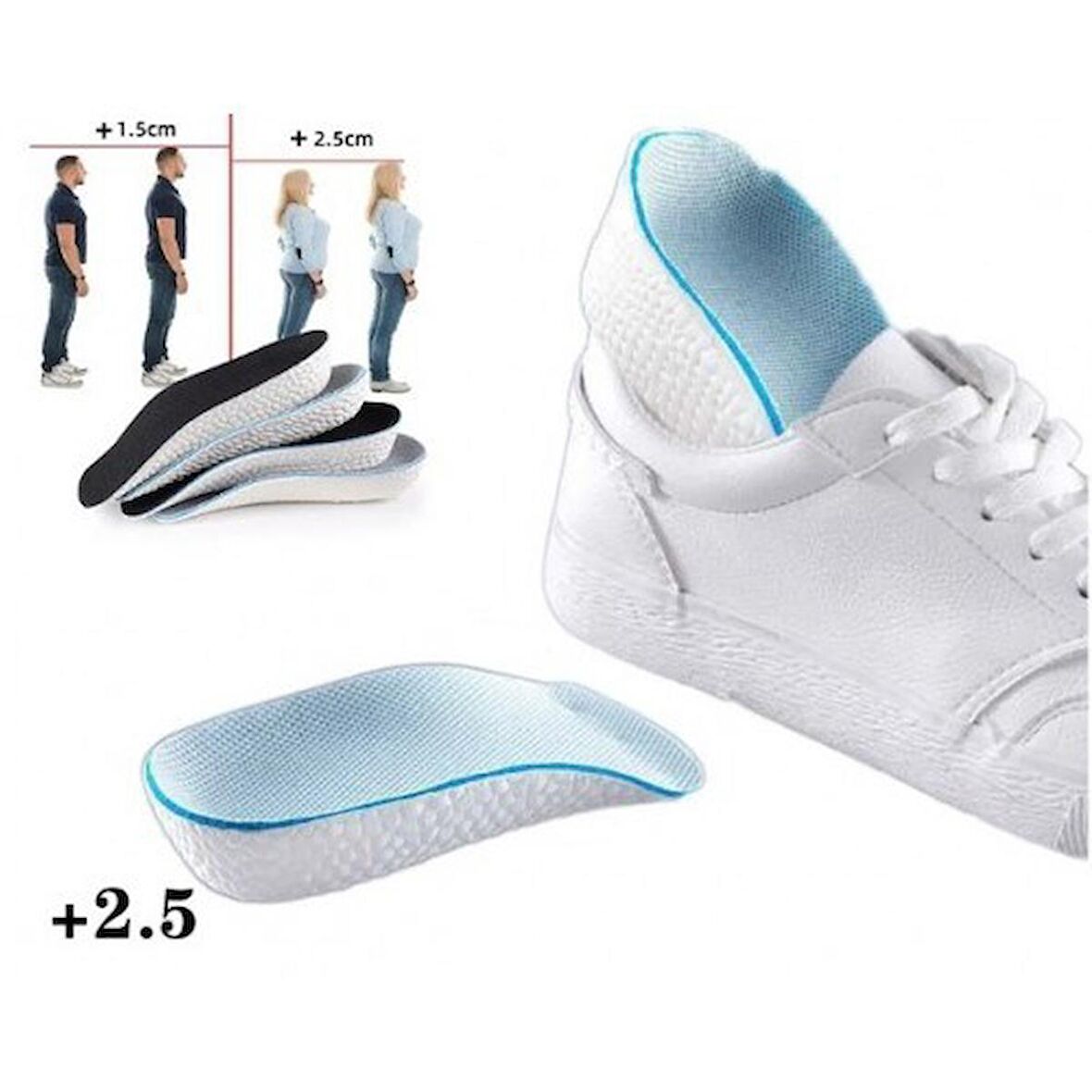 Bayan Boy Uzatıcı Tabanlık Gizli Topuk 2,50 Cm Ayakkabı Tabanlığı