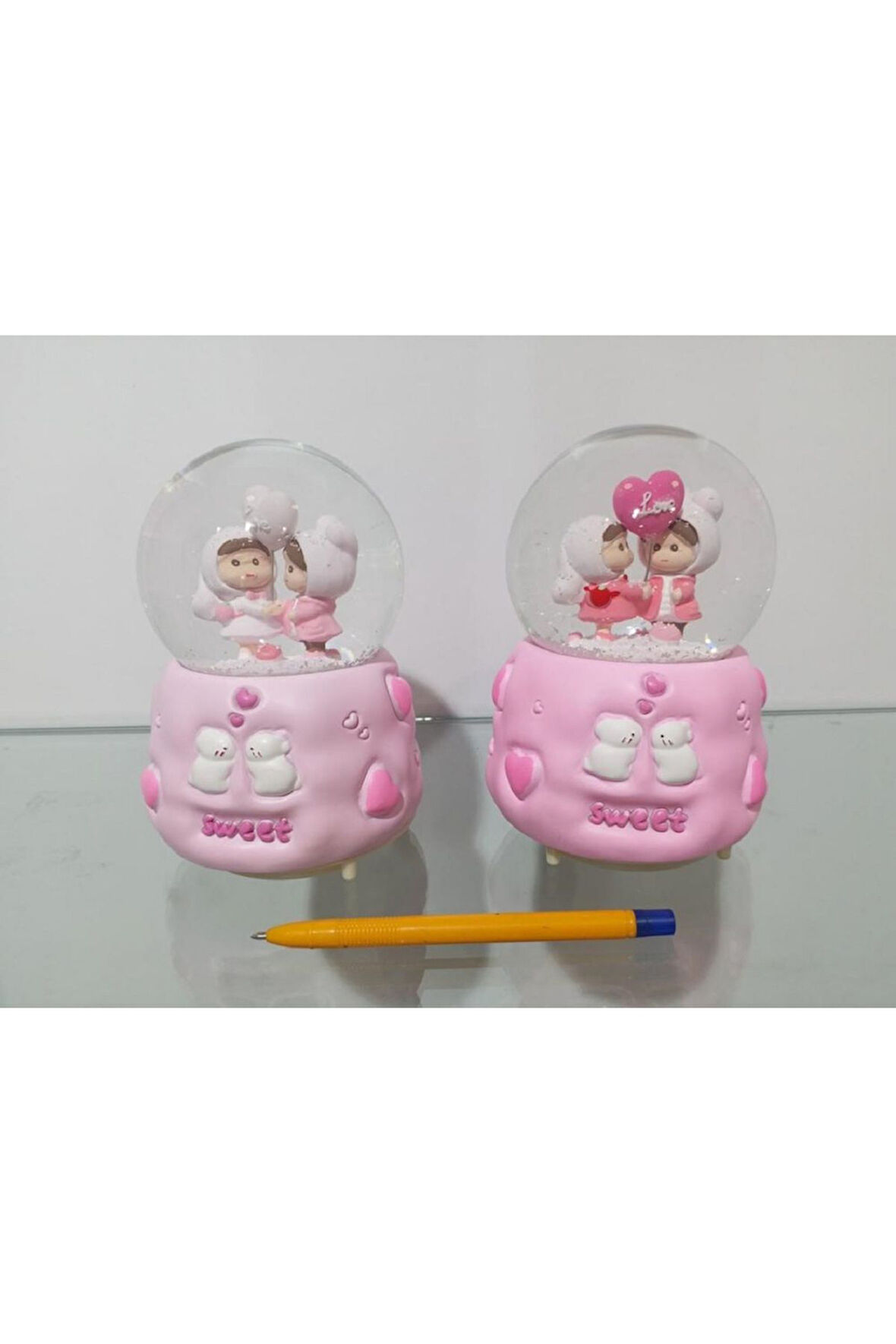 Müzikli Ve Işıklı Kar Küresi 12cm 4146 Açık Pembe