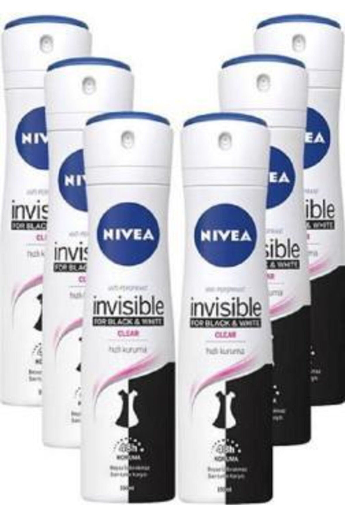 Invisible Black & White Clear 150 Ml 6 Adet